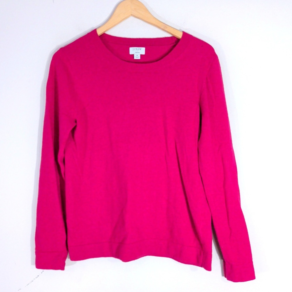 J.Crew Pink Teddie Sweater; Long Sleeve Cotton Wool Blend Crewneck